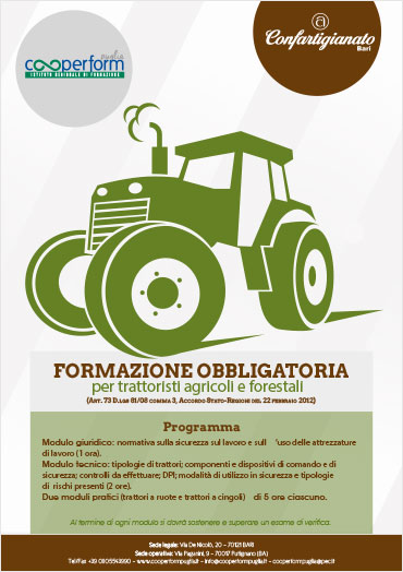 Formazione obbligatoria per trattoristi agricoli e forestali